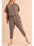 Taupe Batwing Sleeve High Low Tee and Drawstring Crop Pants Set