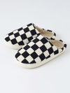 Black Checkered Fuzzy Winter Slippers