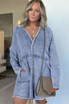 Raw Hem Button Down Long Sleeve Denim Dress