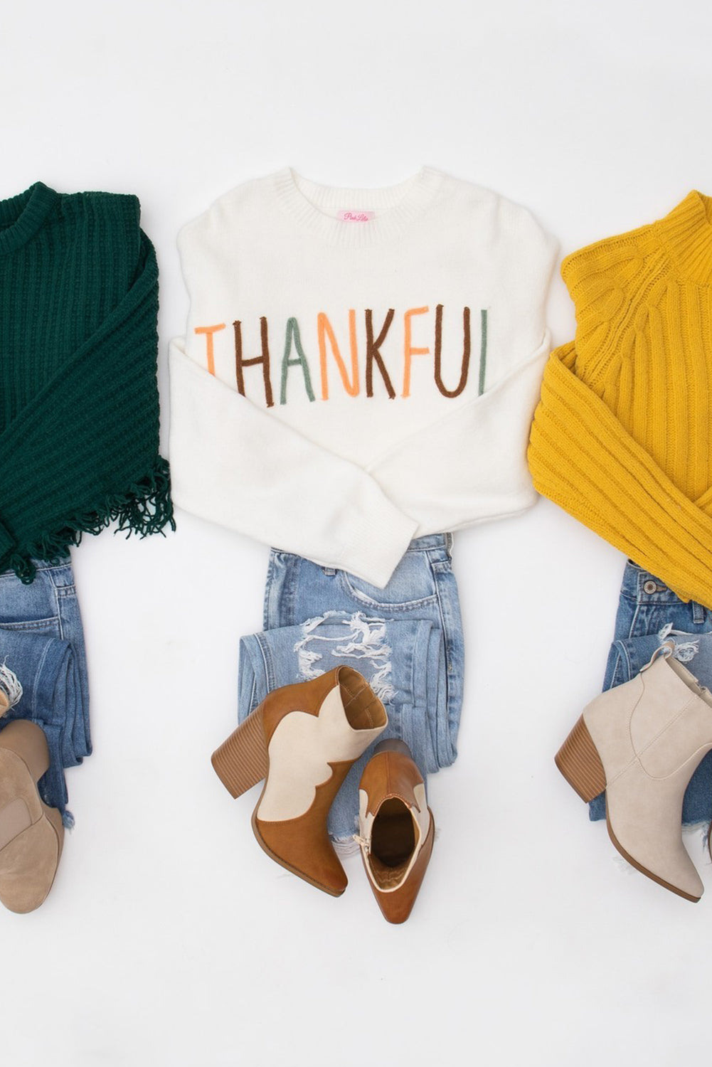 White Thankful Ivory Embroidered Sweater