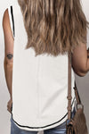 Mist Green Stitching Seam Henley Tank Top
