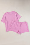 Phalaenopsis Ribbed Knit T Shirt and Shorts Plus Size Pajama Set