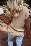 Color Block Round Neck Long Sleeve Sweater