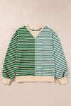 Pink Stripe Colorblock Drop Shoulder Oversize Sweatshirt