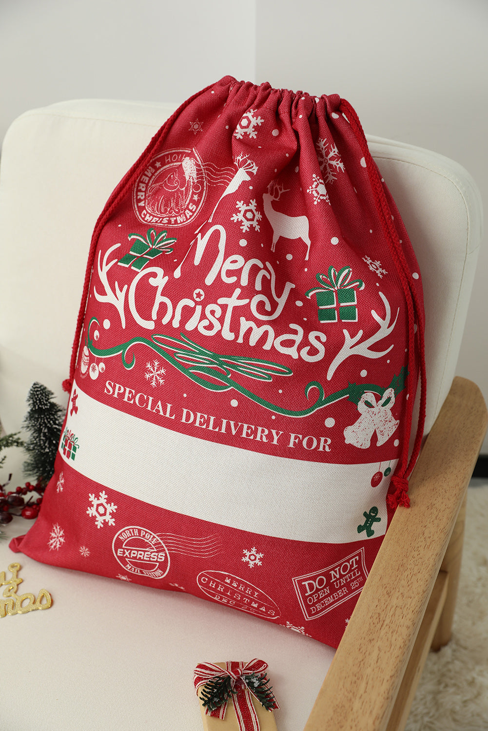 Red Christmas Drawstring Large Gift Bag 50*70cm