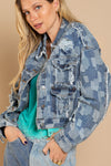 Blue Irregular Distressed Denim Jacket