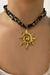 Gold Sun Pendant Leopard Print Scarf Necklace