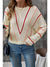 Apricot Striped Crew Neck Pullover Knit Sweater