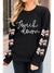 Black Touch Down Letter Bow Print Graphic Sweatshirt