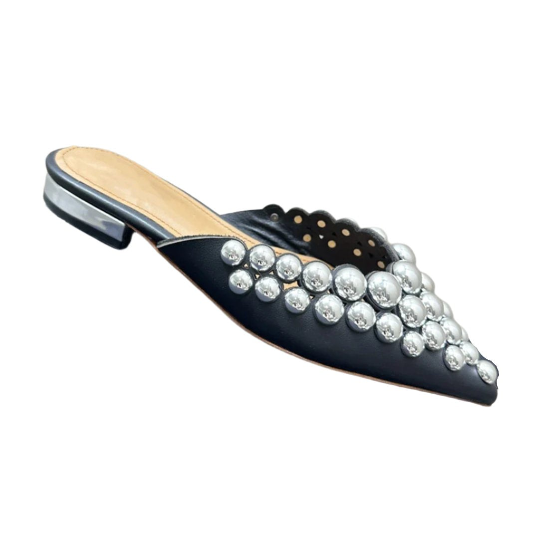 Cocoa Yacht Club Pointed Toe Metal Ball Mules