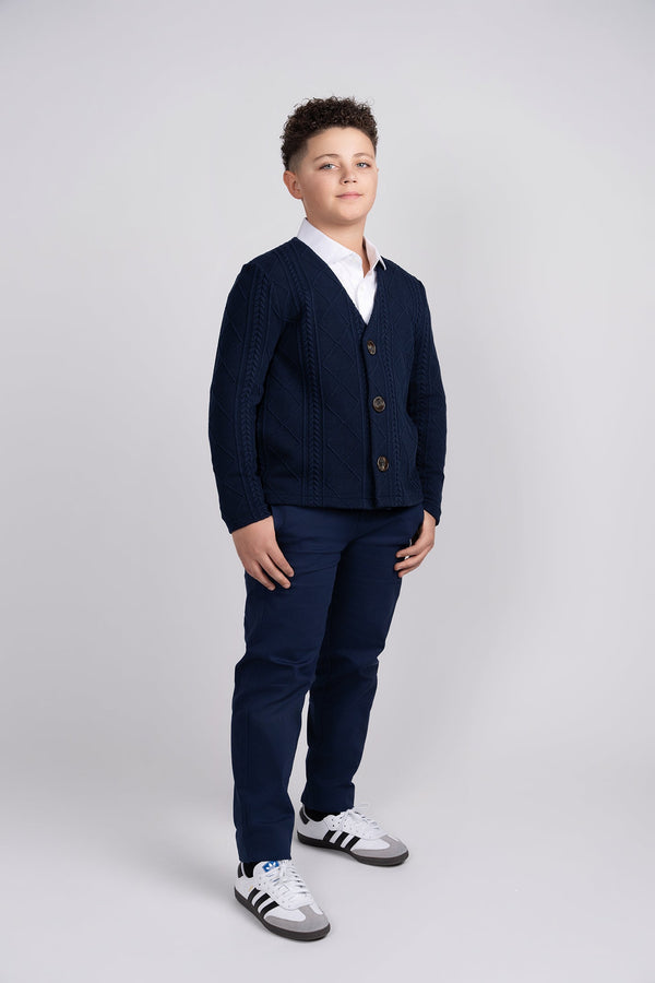Navy Chunky Knit Cardigan