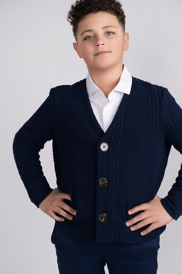 Navy Chunky Knit Cardigan