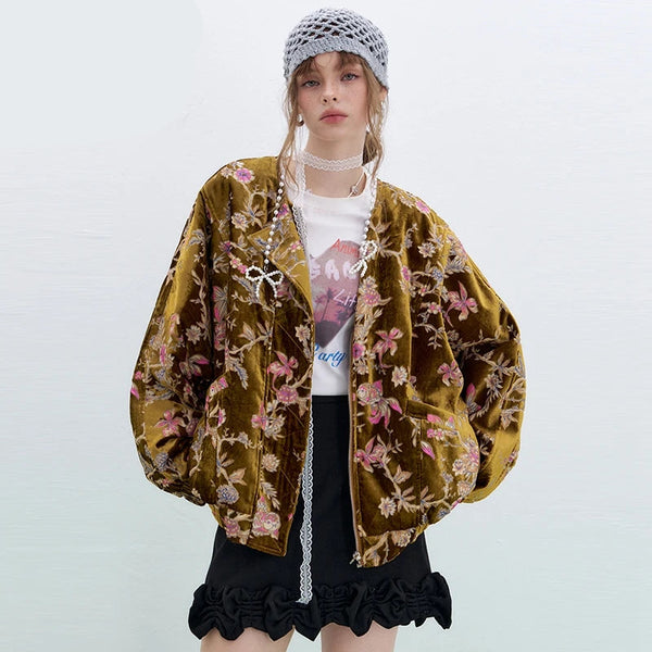 Cocoa Yacht Club Retro Elegant Velvet Short Jacket