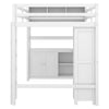 Cocoa Yacht Club Wood Loft Bed with Cabinet and Bookshelf