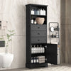 Black High Storage Cabinet with 3 Drawers and Adjustable Shelves