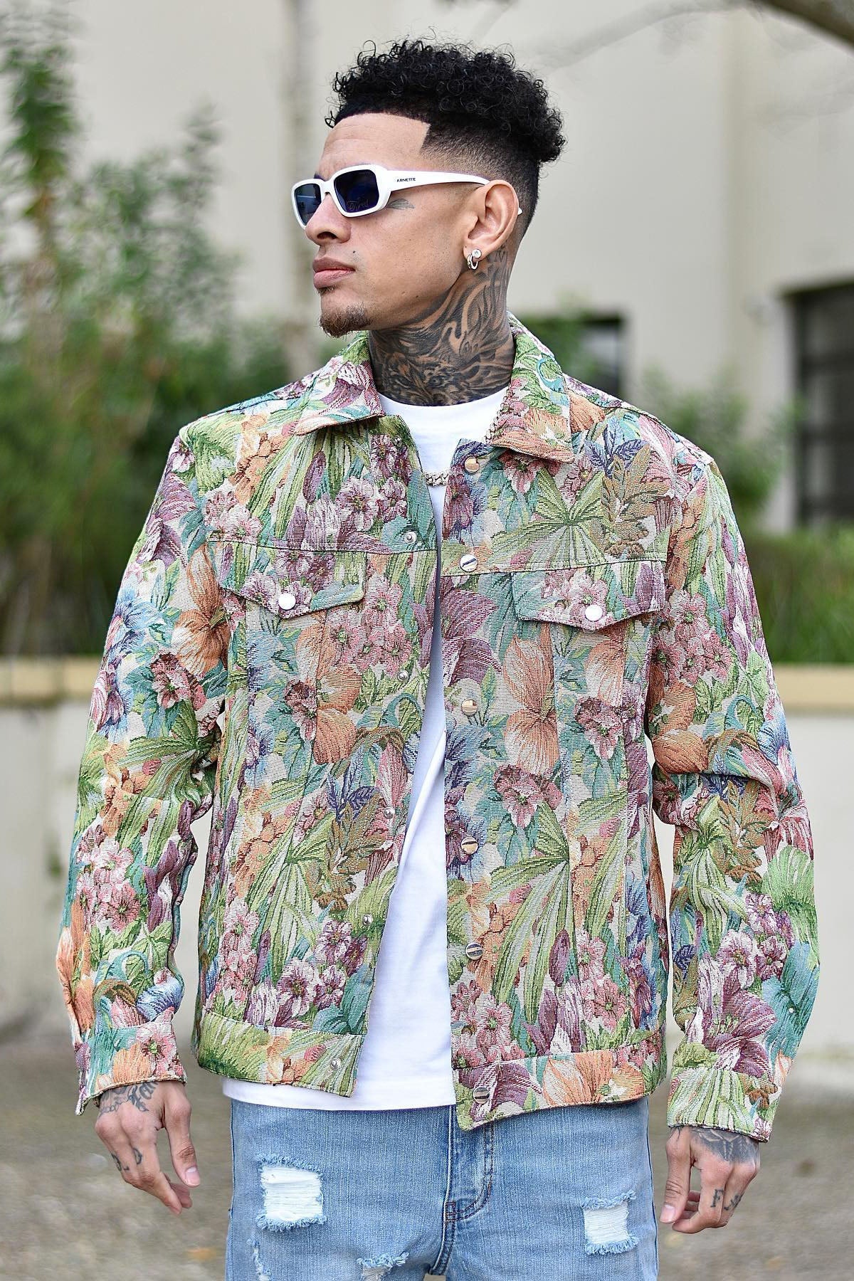 All You Need Is Tapestry Trucker Jacket - Green/combo