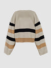 Cocoa Yacht Club Plaid Stripe Lantern Sleeve Sweater