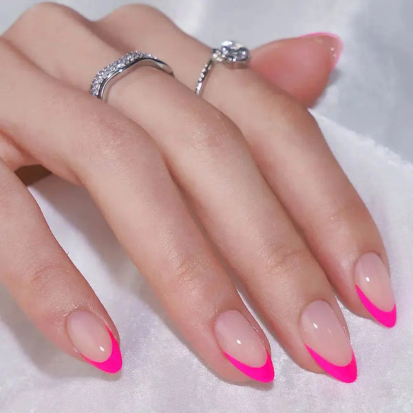 Summer Berry French Almond Nails - Press On Nails | Long Lasting & Reusable