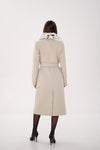 Genuine Arctic Fox Virgin Wool Wrap Coat