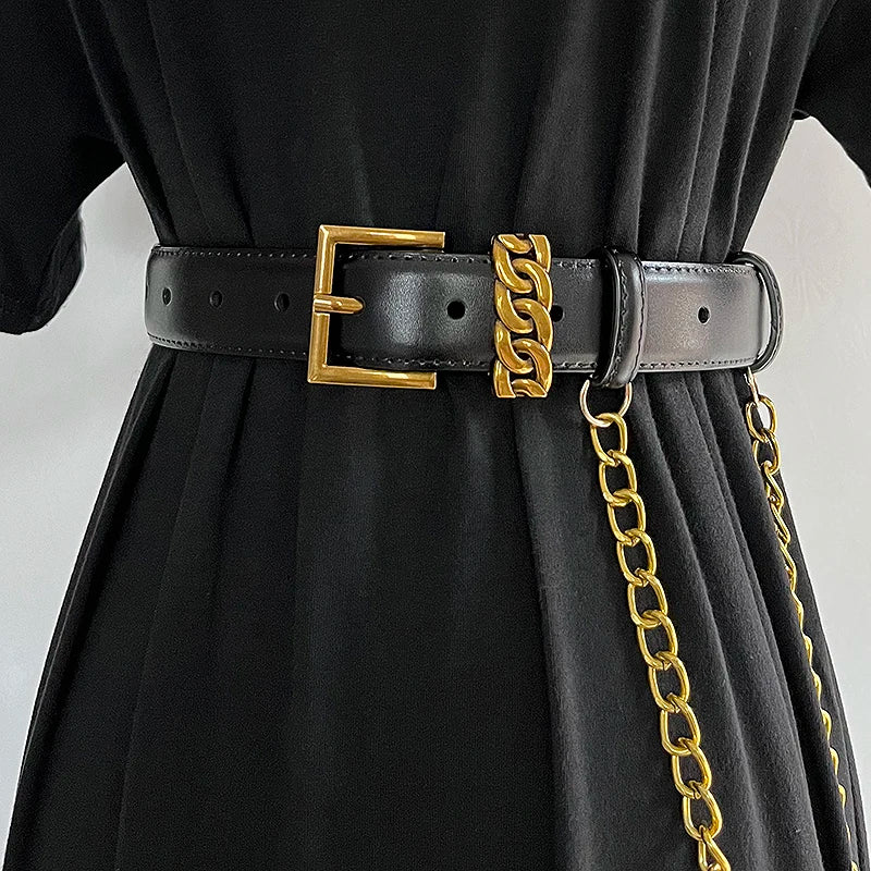 Leather chain belt hotsell