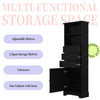 Black High Storage Cabinet with 3 Drawers and Adjustable Shelves