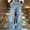 Cocoa Yacht Club Painted Flower Denim Pants