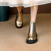 Cocoa Yacht Club Gold Leather Ankle Boots