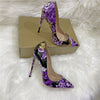 Purple Flower Patent Leather Shoes