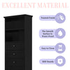 Black High Storage Cabinet with 3 Drawers and Adjustable Shelves