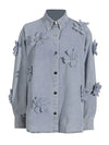 Cocoa Yacht Club Floral Applique Denim Jacket