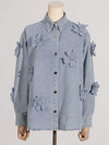 Cocoa Yacht Club Floral Applique Denim Jacket