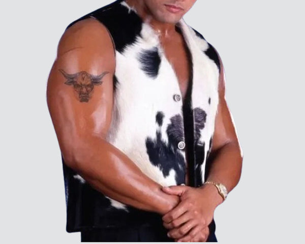 The Rock on Raw Cowhide Vest