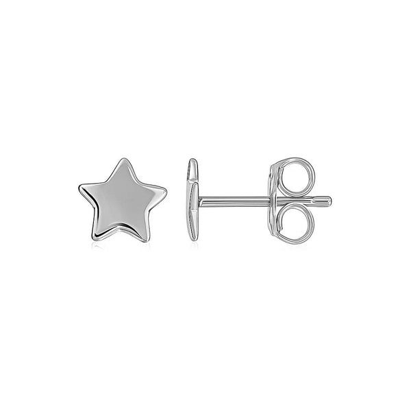 14k White Gold Post Earrings with Stars(6.5mm)