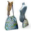 GG Logo Blooms Blue Vintage Scarf Drawstring Crossbody Bag