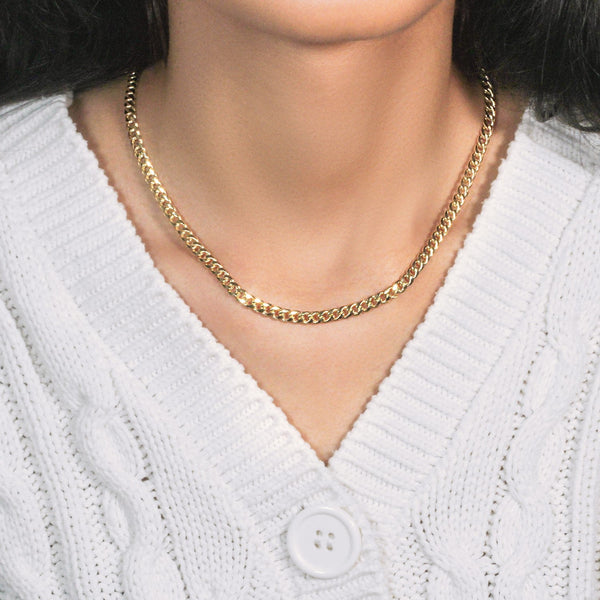 14k Yellow Gold Miami Cuban Semi Solid Chain (4.50 mm)