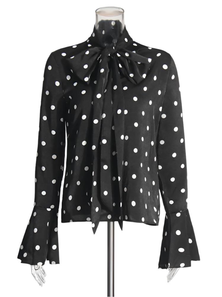 Cocoa Yacht Club Polka Dot Bow Blouse