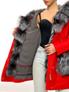 Genuine Silver Fox Fur Rabbit Fur Insulated Parka