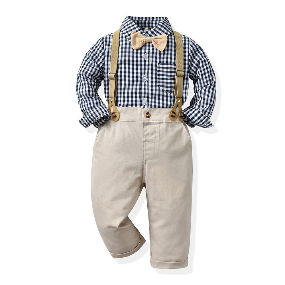 Cocoa Yacht Club Multi-Color Plaid Shirt & Suspenders Boys' Suit