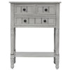 Cocoa Yacht Club Narrow Console Desk, with Three Storage Drawers and Living Room Bottom Shelves (Grey Washed)