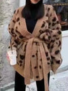 Cocoa Yacht Club Leopard Knitted Coat with Belt