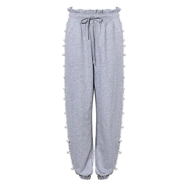 Cocoa Yacht Club Gray Hooded Drawstring Pearl Pants Suit