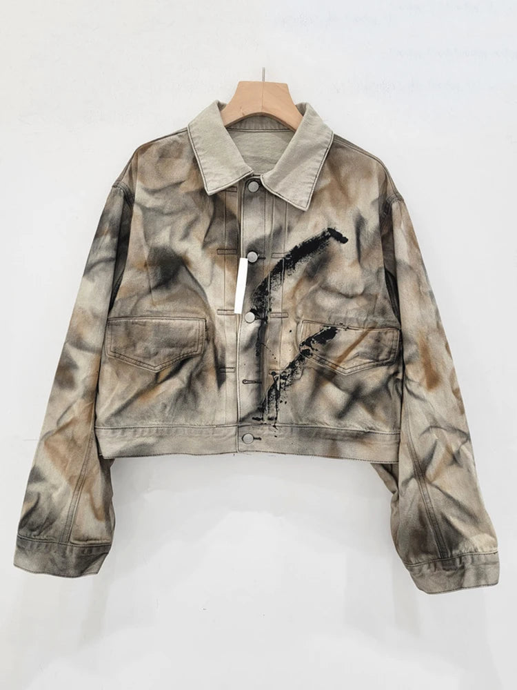 Cocoa Yacht Club Vintage Tie Dye Loose Denim Coat