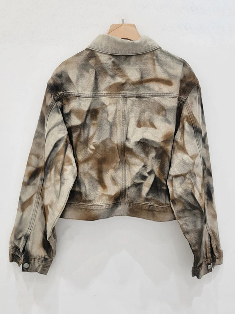 Cocoa Yacht Club Vintage Tie Dye Loose Denim Coat