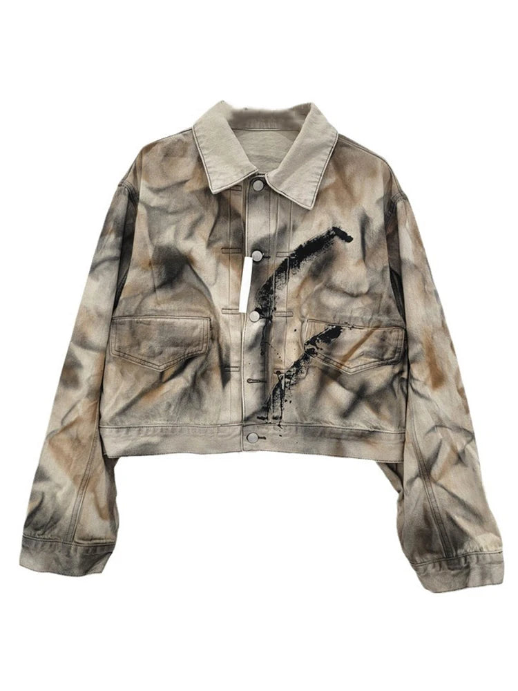 Cocoa Yacht Club Vintage Tie Dye Loose Denim Coat