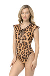 Leopard One-piece Sleeveless Swimsuit with Hood &Lace
