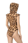 Leopard One-piece Sleeveless Swimsuit with Hood &Lace