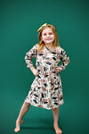 Bear Mountain Long Sleeve Milk Silk Dress