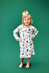 Pups Long Sleeve Milk Silk Dress