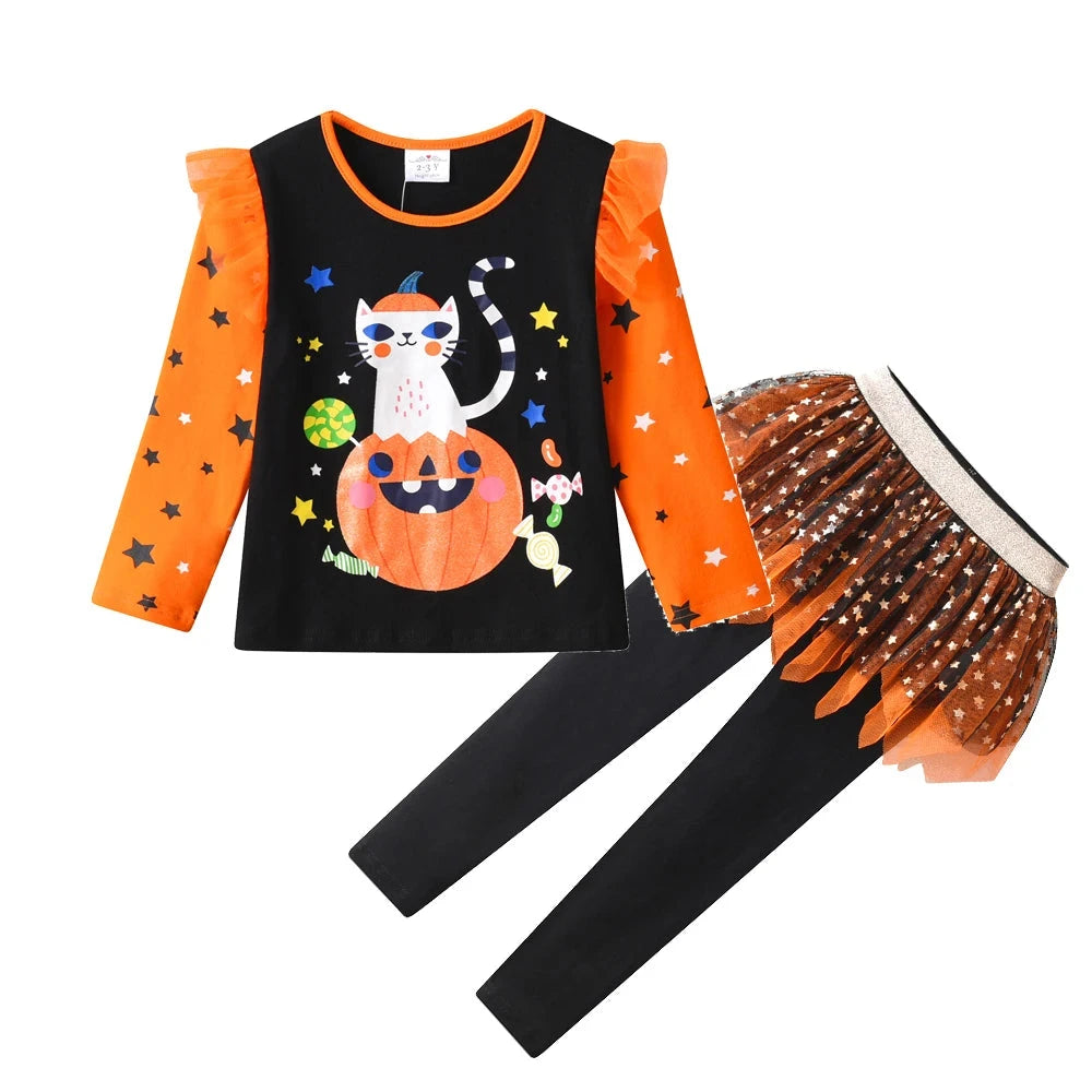 Cocoa Yacht Club Pumpkin Top & Leggings with Skirt 2PCS