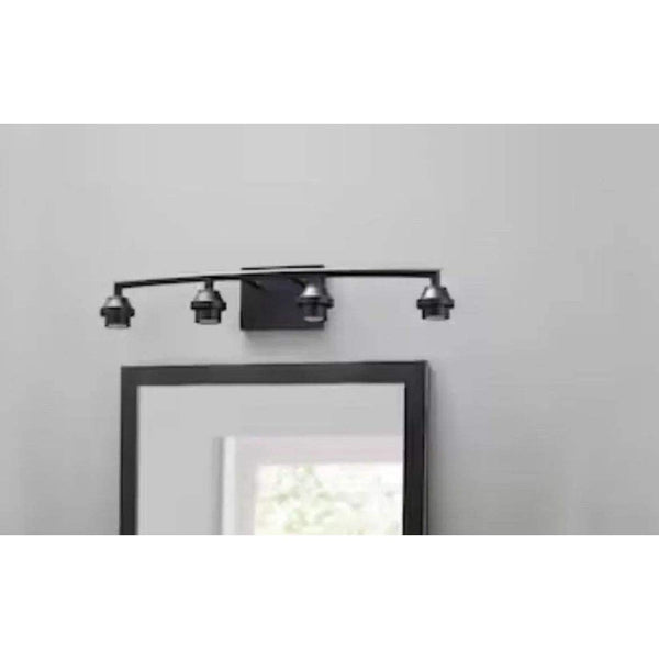 Style Selections 26.75-in 4-Light Black Transitional Vanity Light